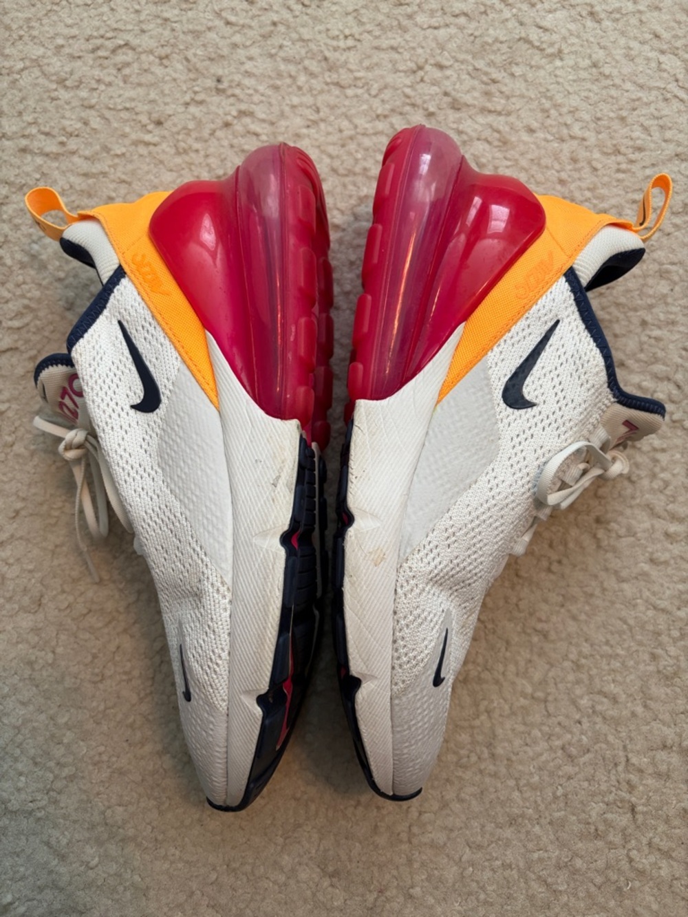 Women’s Nike Air Max 270- white, navy, yellow and pink size 9.5 - Picture 4 of 8